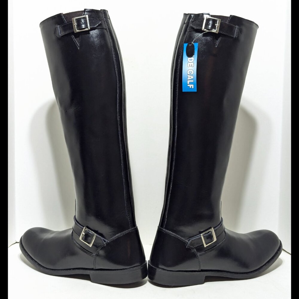 FAMMZ HISPAR Mens Sz 11.5 D RAVEN Motorcycle Riding Police Leather Tall Boots
